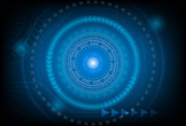 Dijital teknoloji afişi mavi arka plan konsepti. Soyut teknoloji arka plan Yüksek teknoloji iletişim konsepti Fütürist dijital yenilik arka plan.