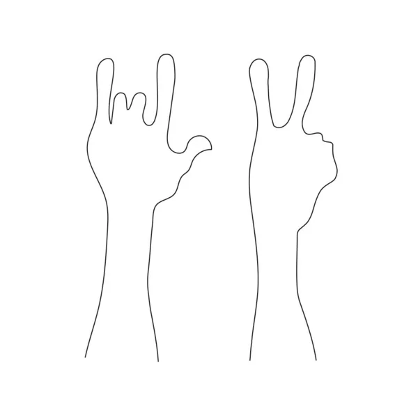 Sinal Manual Desenhado Mão Gesto Mão Amo Ícone Gesto Vitória — Vetor de Stock