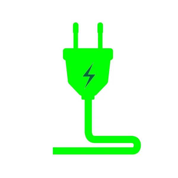Eco Groene Elektrische Plug Pictogram Symbool Vector Ontwerp — Stockvector