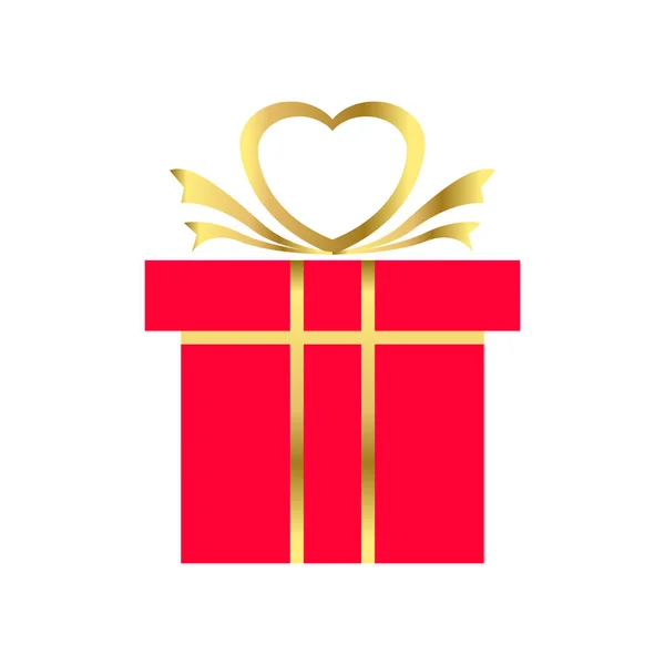 礼品盒图标 心形弓形 情侣爱心问候模板 礼品盒图标 平面设计符号 矢量图解 — 图库矢量图片