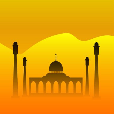 Gündoğumunda ya da günbatımında cami silueti. eps10 vektörü