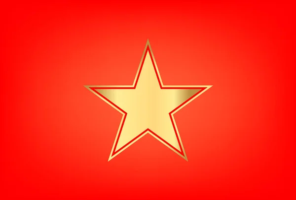 Zlatá Hvězda Ikona Zlatými Okraji Červeném Pozadí — Stockový vektor