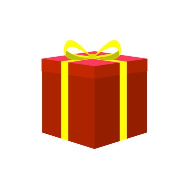 Yay ile hediye kutusu simgesi, çiftler için aşk şablonu hediye kutusu simgesi, düz tasarım sembolü, Vektör illüstrasyonu