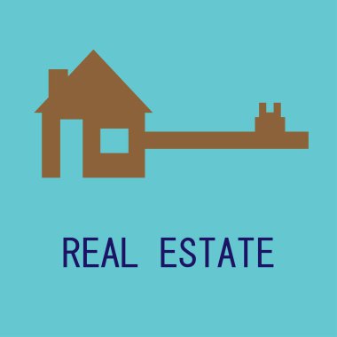 Evin anahtarı. Gayrimenkul. Simge. Vektör illüstrasyonu.