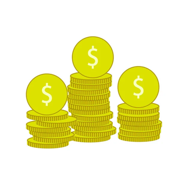 Gouden Dollar Munt Pictogram Witte Achtergrond Vector Illustratie — Stockvector