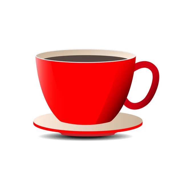 Červený Šálek Kávy Bílém Pozadí Ikona Kávy Vektorová Ilustrace — Stockový vektor