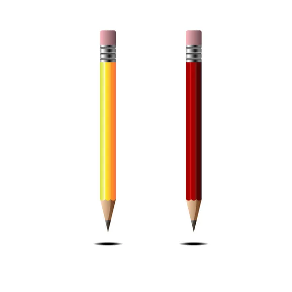 白色上孤立的黄色和红色铅笔石墨图标 — 图库矢量图片