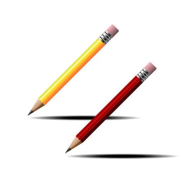 Crayon Jaune Rouge Icône Graphite Isolé Sur Blanc — Image vectorielle