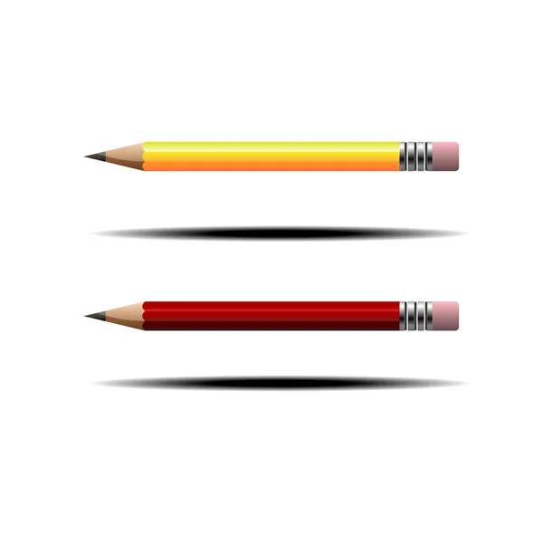 Žlutá Červená Tužka Grafit Ikona Izolované Bílém — Stockový vektor