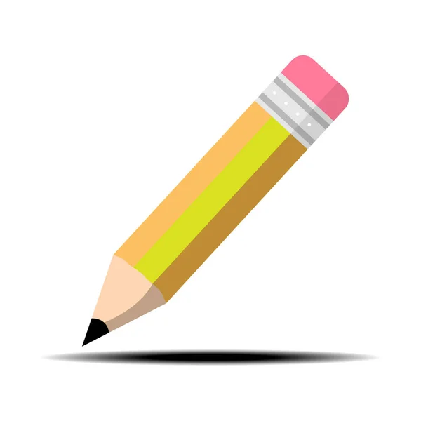 Gelber Bleistift Graphit Symbol Isoliert Auf Weiß — Stockvektor