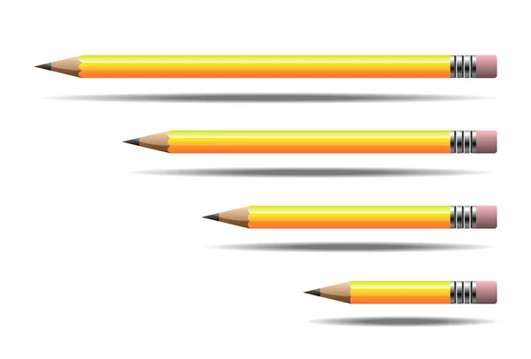 Żółty Ołówek Grafitowy Ikona Izolowana Białym — Wektor stockowy