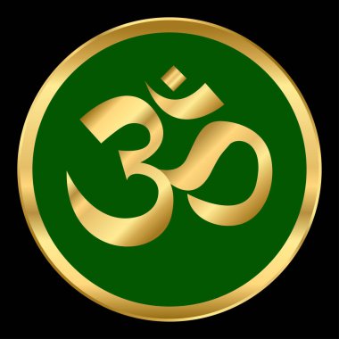 Siyah arkaplanda Altın Kutsal OM işareti.