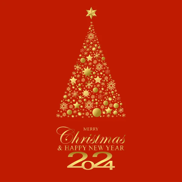 Vánoce Nový Rok 2024 Lesklé Vánoční Pozadí Sněhové Vločky Světlo — Stockový vektor