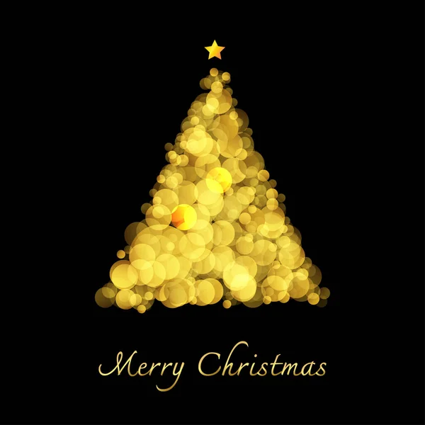 Vánoční Stromeček Pozadí Lesklým Zlatem Veselé Vánoce Přání Novému Roku — Stockový vektor