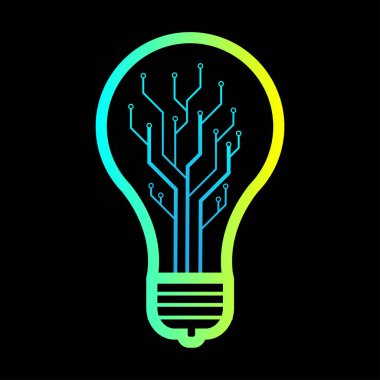 Ampul dijital devresi. yaratıcı simge sembolü teknoloji logosu.