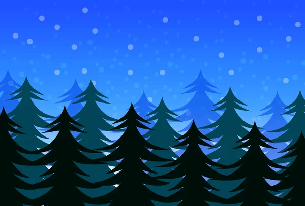 Weihnachtsbäume Vor Blauem Himmel Mit Schnee — Stockvektor