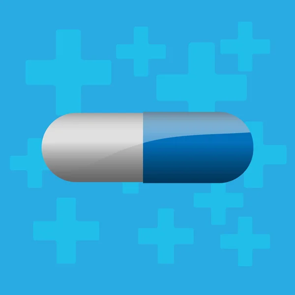 Kapsel Und Kreuze Auf Blauem Hintergrund Medizinische Pille — Stockvektor