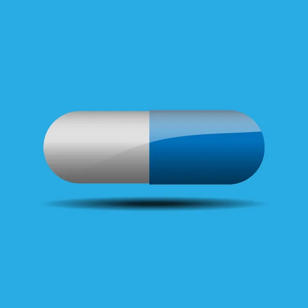 Medizinische Pille Kapsel Auf Blauem Hintergrund — Stockvektor