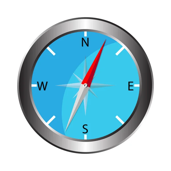 Kompas Design Modré Izolované Bílém Pozadí — Stockový vektor