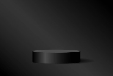 Karanlık podyum, siyah stüdyo gradyanı siyah arkaplan ve ürününüzü sergilemek için kullanılır. vektör illüstrasyonu
