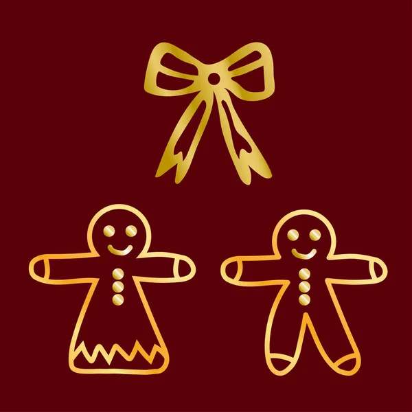 假日姜饼饼干 新年快乐装饰 圣诞佳节快乐 新年和圣诞节庆祝活动 — 图库矢量图片