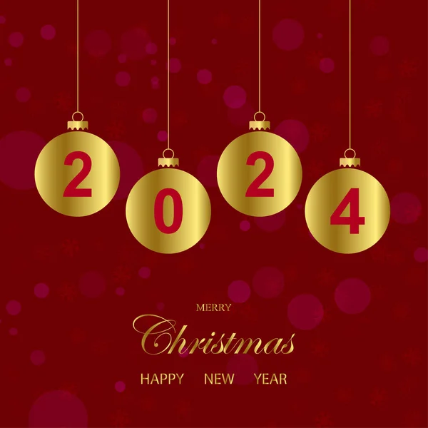 Veselé Vánoce Šťastný Nový Rok2024 Pozdrav Nového Roku 2024 Přání — Stockový vektor