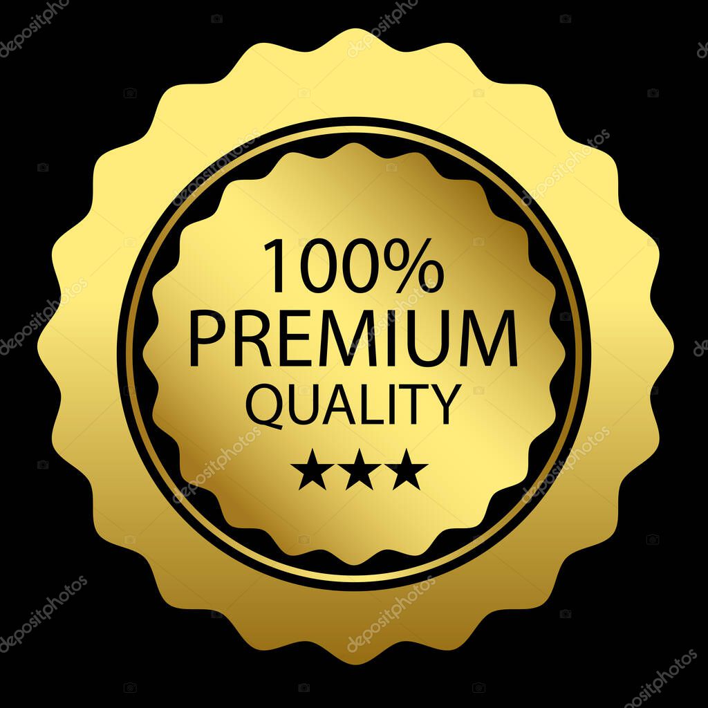 Gold premium quality badge. Illustration Vector Design.