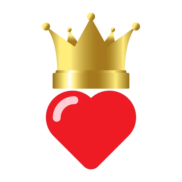 Сердце Золотой Короной Белом Фоне — стоковый вектор