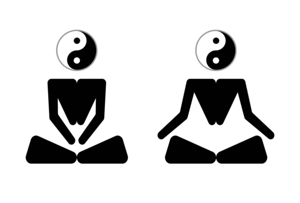 Yin Yang Meditáció Vagy Meditálni Lapos Vektor Ikon Jóga Ikon — Stock Vector