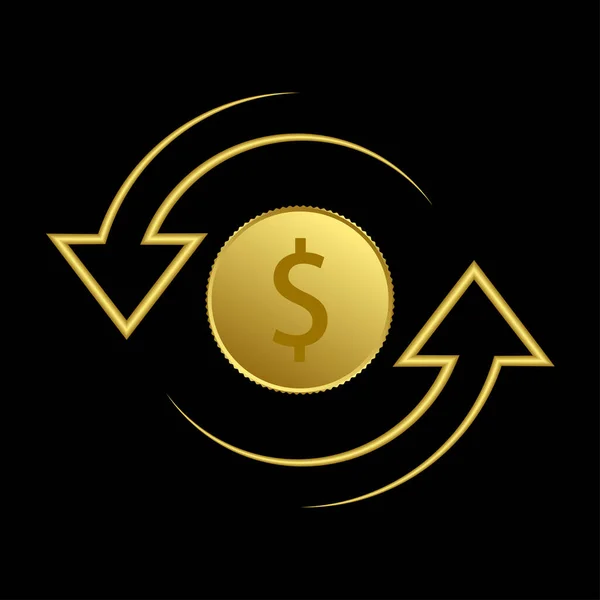 Dollar Avec Flèche Vers Bas Vers Haut Icône Change Monnaie — Image vectorielle