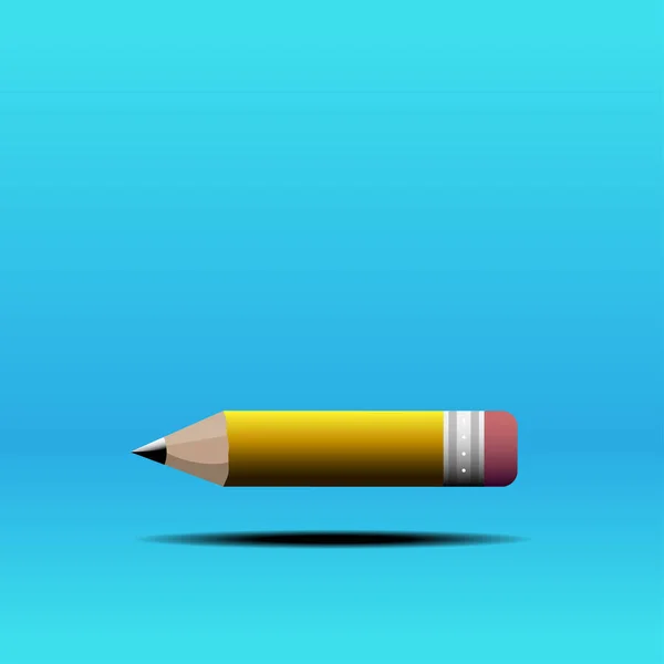 Sárga Ceruza Elszigetelt Kék Háttér Vektorillusztráció — Stock Vector