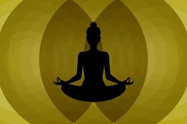 Meditating Human Lotus Position Silhouette Yoga Icon Wellness Concept — Wektor stockowy