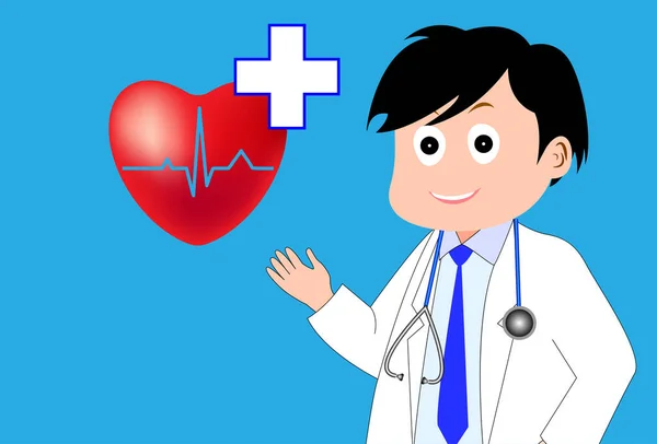 Cardiologo Medico Disegno Piatto Personaggio Vettoriale Illustrazione — Vettoriale Stock