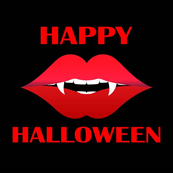 Vampire Woman Lips Happy Halloween Vector Illustration — Stock Vector
