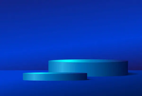Blaues Podium Und Blauer Hintergrund Anzeige Von Kosmetischen Produkten Bühne — Stockvektor
