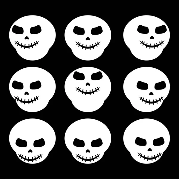Icono Del Cráneo Ilustración Vectorial Aislada Sobre Fondo Negro Para — Vector de stock