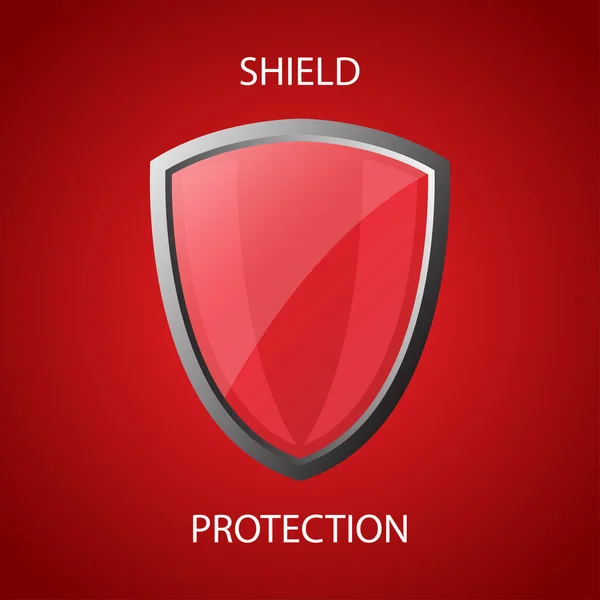 Κόκκινη Ασπίδα Προστασίας Εικονίδιο Λογότυπο Προστασίας Ασπίδων — Διανυσματικό Αρχείο