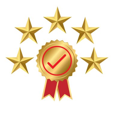 En iyi servisin işareti. Altın 5 yıldızlı en iyi kalite güvencesi.. 