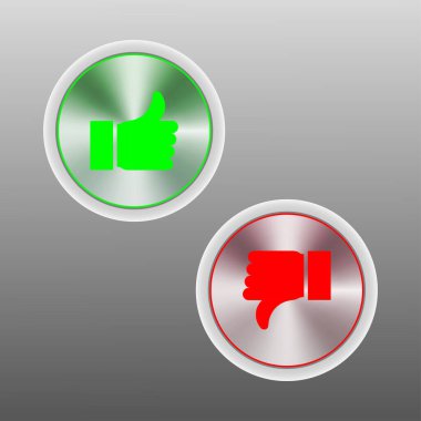 Yeşil ve kırmızı düğmeye bas ve bas. Vektör simgesi tasarımı. Vektör illüstrasyonu