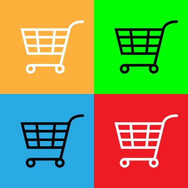 Web tasarımı için alışveriş arabası simgesi düz web işareti resimleme seçenekleri