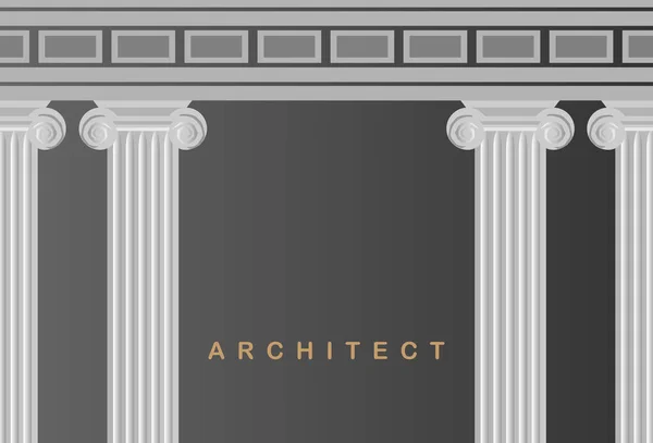 Building ancient monument background. Roman style architecture bureau with ionic column. Raster illustration column capitals classical Greek