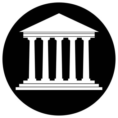 Mimari Yunan inşaat sembolü. Antik anıt ikonu. Üniversite ikonu. Banka Simgesi.