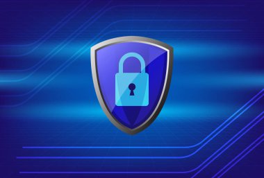 Güvenlik kalkanı konsepti. İnternet güvenliği. Veri koruma gizlilik kavramı. İnternet güvenliği online konsepti. Siber güvenlik İnternet ve ağları. 