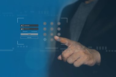 Parola ve kullanıcı adı giriş sayfası, Siber güvenlik kavramı, Çevrimiçi kullanıcı kimlik doğrulama girişi, teknoloji ve sibernetik, kimlik girişi