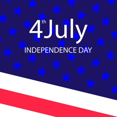 4 Temmuz, Bağımsızlık Günü Bayrağı. Mavi arka planda Amerikan bayrağı. Usa ulusal bayram kutlaması. Vektör tatil illüstrasyonu
