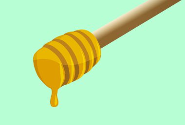 Honey dripping honey dripping dipper. Thick honey dripping from the wooden honey spoon. Healthy food and diet concept clipart