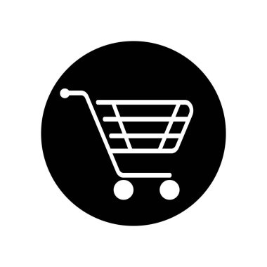 Alışveriş arabası ikonu, düz tasarım. Beyaz arkaplanda izole.