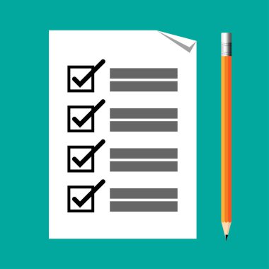 Mavi arka plandaki evrak listesi. Vektör illüstrasyonu