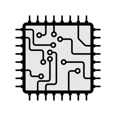 Devre simgesi vektör görüntüsü. İşlemci ve elektronik çip ikonu, vektör illüstrasyonu. Yapay Zeka. mobil uygulamalar, web uygulamaları ve yazdırma ortamı için.