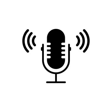 Mikrofon vektör ikonu, Retro mikrofon ikonu. Ses vektörü simgesi, Kayıt. Mikrofon - Stüdyo Sembolü kaydediliyor. Web tasarım simgesi. 